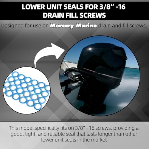 Image of TonGas (24-Pack, Blue) Lower Unit Drain Screw Gasket Compatible with 3 /8 inch-16 Drain Fill Screw, Marine Outboard Lower Unit Seals, Replacement for Most Non-Japanese Mercury Mariner Outboard & Mercruiser