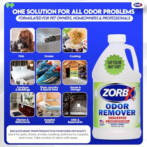 Image of ZORBX Unscented Odor Eliminator Spray 64 Oz Refill, Hospital-Grade Formula | Permanent Odor Remover for Pet & Human Urine, Smoke & Strong Odors, Carpet, Upholstery, Mattress, Bathroom, Basement & More