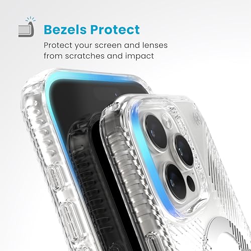 Image of Speck Clear iPhone 16 Pro Max Case MagSafe + ClickLock - Slim Phone Case iPhone 16 Pro Max - iPhone 16 Pro Max Phone Case - Presidio - Clear /Chrome