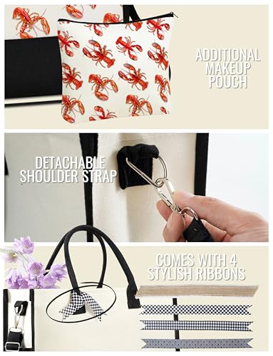 Bolsa tote de lona con diseño de langosta para mujer miniatura 5