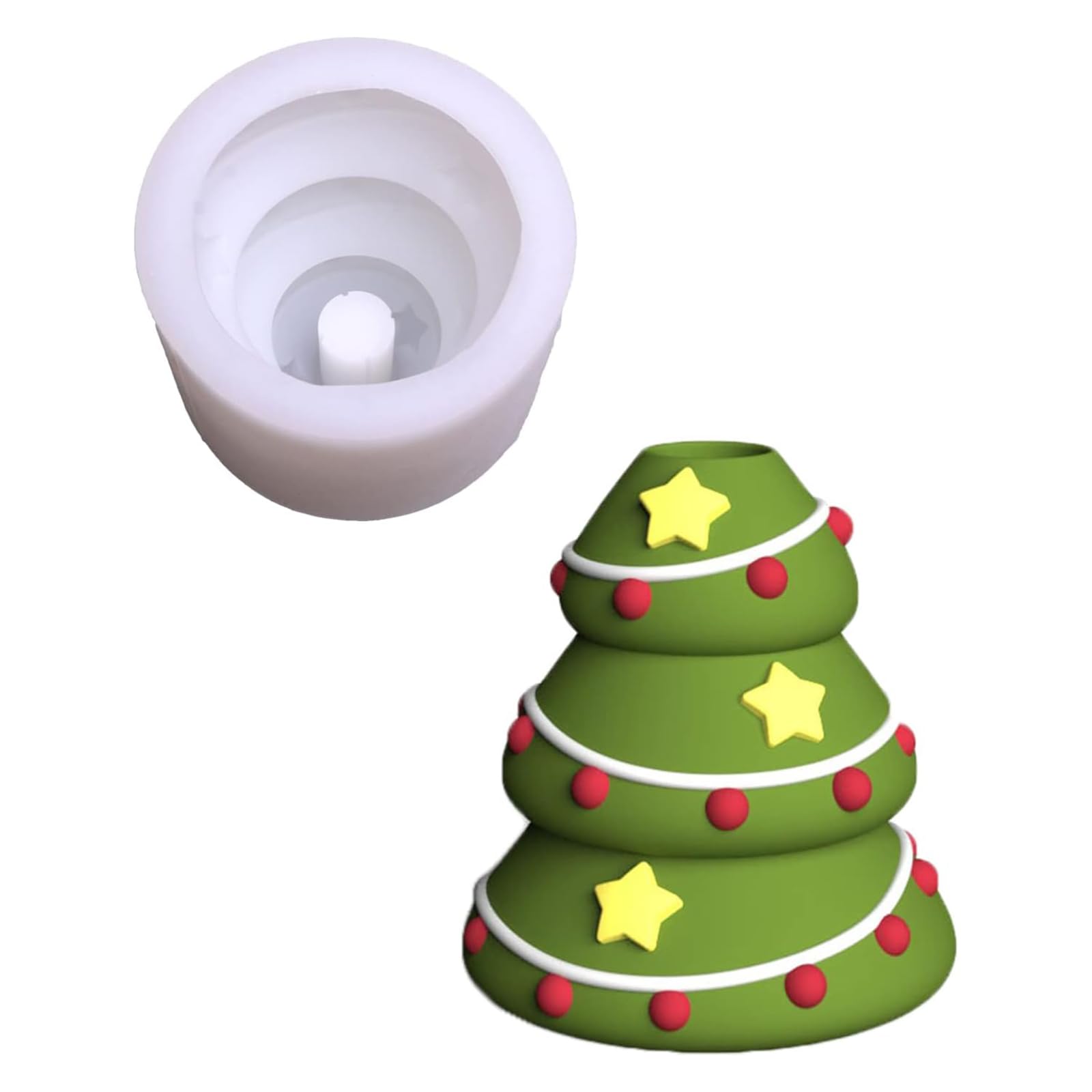 CLIMBBIRD Merry Christmas Candlestick Concrete Mold Candle Holder cement Mold, Silicone Mould DIY Home Decorating Tools for The Holidays (Tree)
