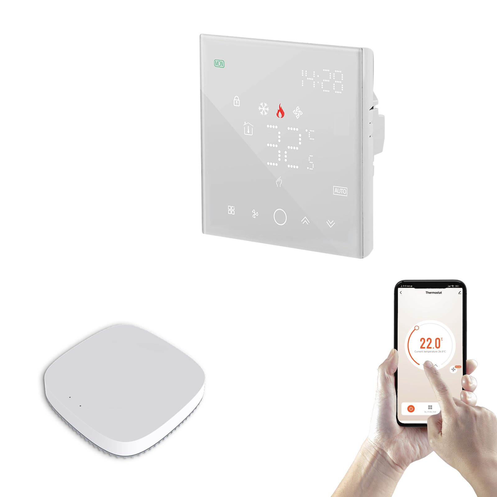 Termostato Inteligente para Aire Acondicionado VRF - Pantalla Táctil LED, Compatible con Alexa/Google Home, 4 Modos (Frío/Calor/Ventilación/Deshumidificación), Requiere Hub Zigbee