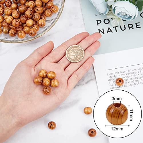 OLYCRAFT 100 Pcs Natural Wood Beads 12mm Pinewood Bead Round Loose Wood Bead Burlywood Spacer Beads for Craft Making DIY Jewelry - Image 2