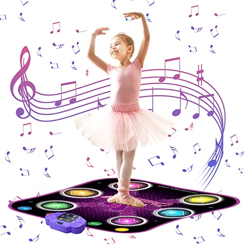 Aucrsozk Enfants Tapis de Danse pour 3 4 5 6 7 8 9 10+ Ans Filles avec Bluetooth, Musique Pad de Danse avec 6 Flèches de Lumière LED, Électronique Couverture de Danse avec 5 Modes de Jeu