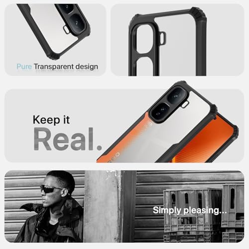 Image of Pikkme Crystal Clear Transparent Back Cover | Ultra Hyrbid | Full Camera Protection | Raised Edge | Bumper Case for iQOO Neo 10 5G (Black)