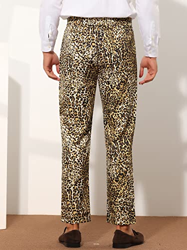 Lars Amadeus Animal Printed Dress Pants for Men's Regular Fit Button Closure Pattern Trousers3