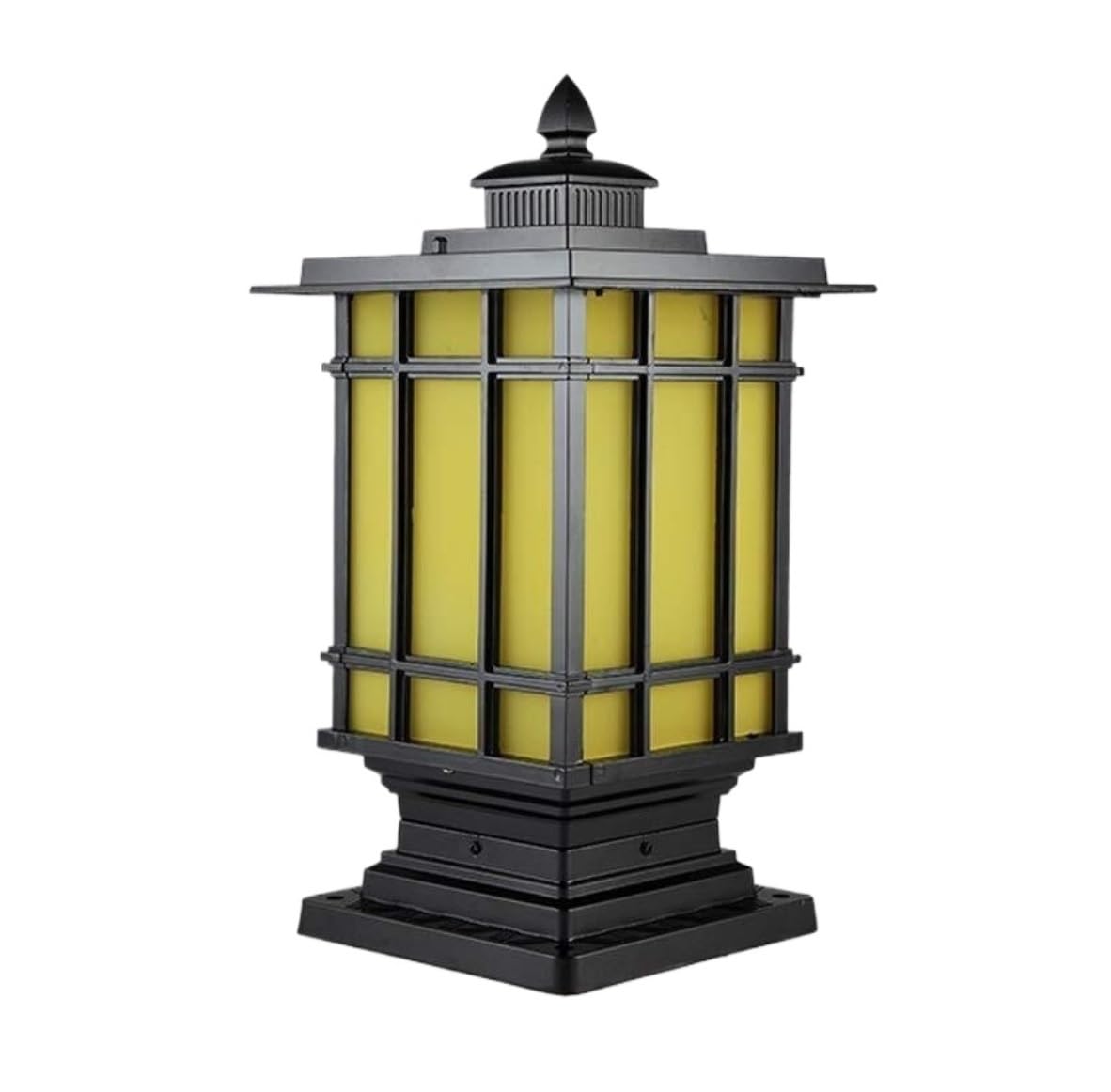Palo Luce Luci A Colonna in Vetro Quadrato Lampada da Palo per Esterni in Alluminio Giardino per Paesaggio Europeo Esterno Giardino(Black,15.5 * 35cm)