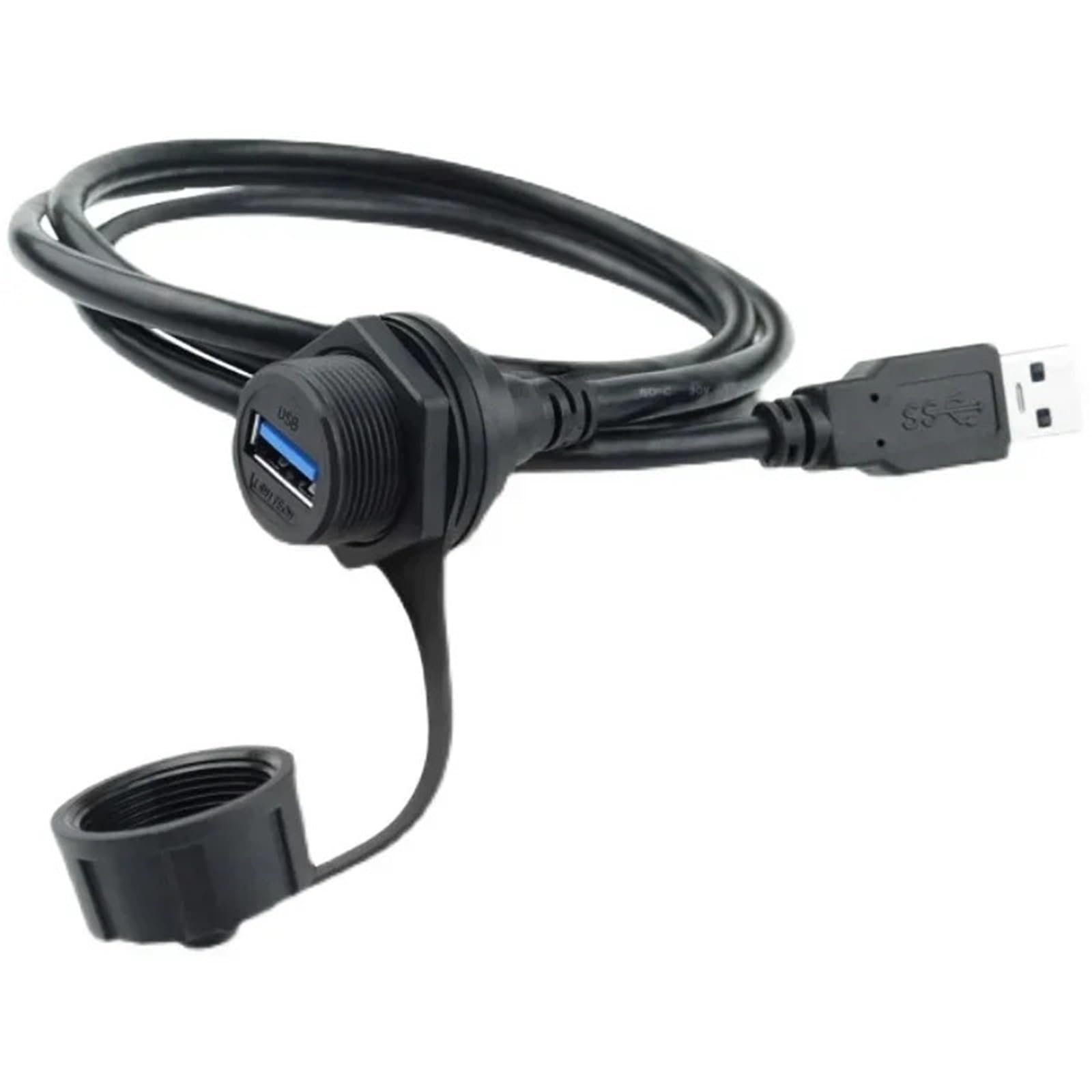 Cavo di prolunga con connettore USB 3.0 da 0,1 m a 4 m, adattatore rapido M20 a baionetta per auto, USB tipo A femmina a maschio, pannello dati (2 m USB3.0, dado in metallo)