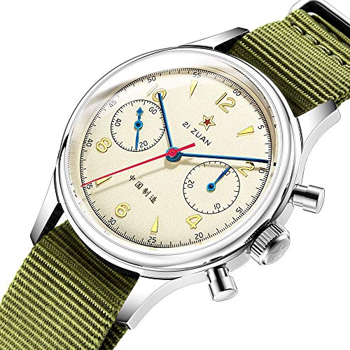 Image of SEAKOSS Men Classic 38mm Pilot Chronograph Watch Seagull 1963 ST1901 Mechanical Movement Wristwatches Sapphire Crystal Acrylic Glass Mirror Stainless Steel Case