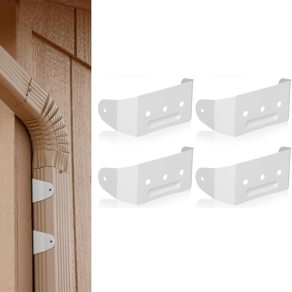 Jnchdghwa 4 Pcs Gutter Downspout Straps Downspout Pipe Clip Hidden Bracket, Aluminum Rain Gutter Straps for Secure Wall Mounting