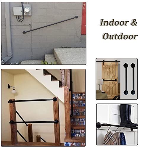 Rampe d'escalier kit complet en fer forgé noir 360 cm pour intérieur