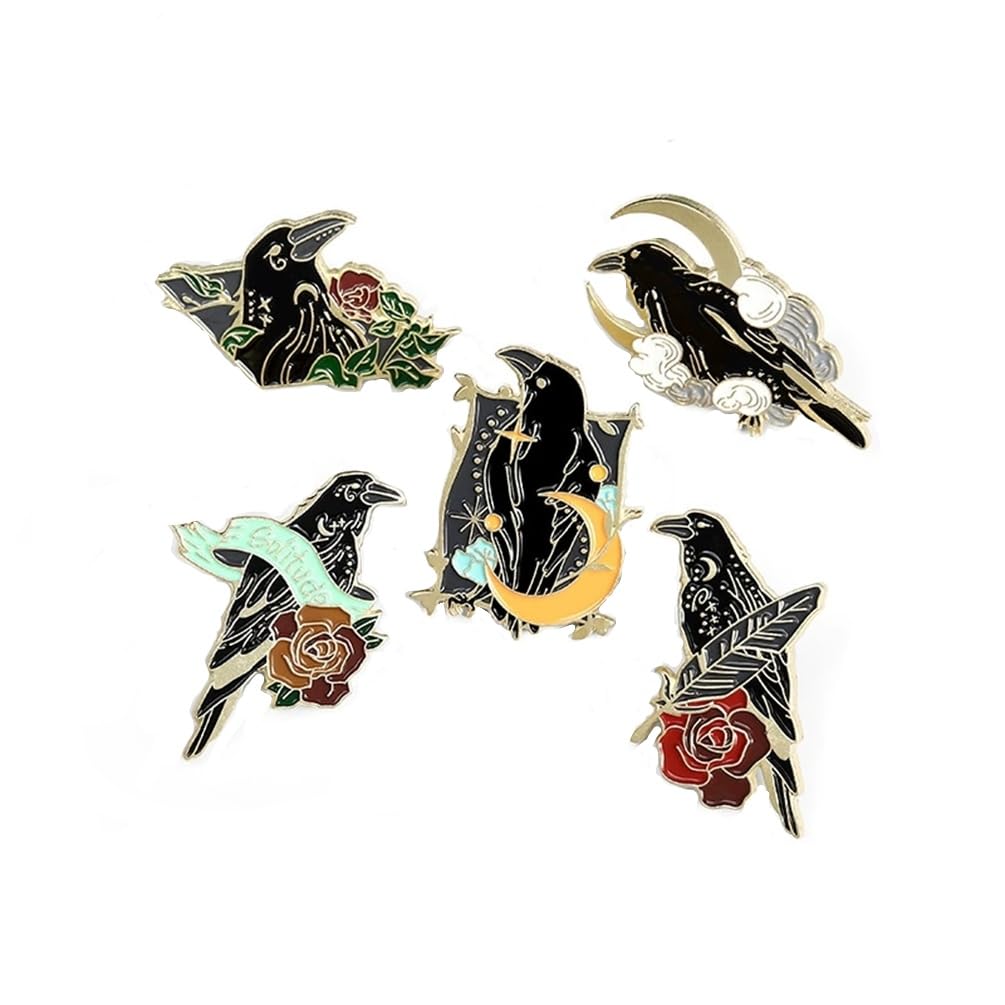 Hfeyln Game LAD Sylus Crow Cosplay Badge Necklace Alloy Red Gem Brooch Lapel Pins Jewelry Bag Costume Accessories Prop Gifts