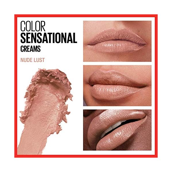 Maybelline-Color-Sensational-Lipstick-Lip-Makeup-Cream-Finish-Hydrating-Lipstick-Nude-Pink-Red-Plum-Lip-Color-Nude-Lust-015-oz-Packaging-May-Vary Maybelline Color Sensational Lipstick, Lip Makeup, Cream Finish, Hydrating Lipstick, Nude Lust, Nude ,1 Count