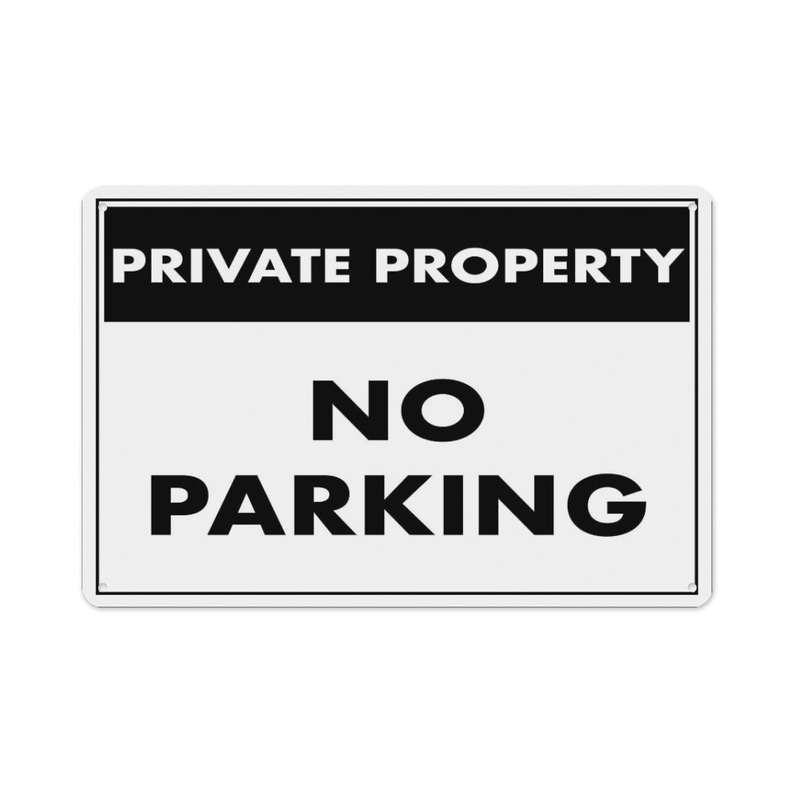 Peiyeety A06 Private Property No Parking Sign Aluminum Tin Warning Signs For Home Outdoor Garden 12X16 Inches