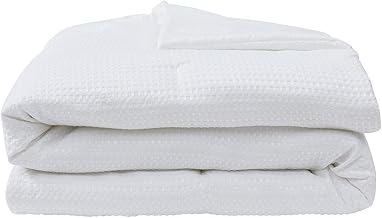 Vente-unique - Couette 2 en 1 Double Face légère - 240 x 260 cm - 250gr/m² - Blanc Tissu nid d'abeille - NANSH