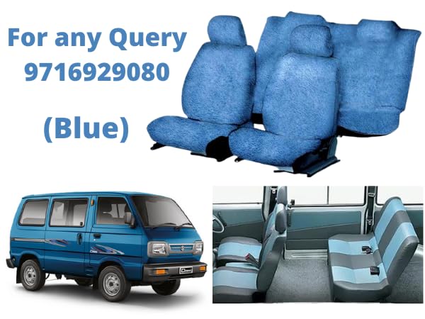 Image of Cotton Car Seat Cover for Maruti Omni (5 Seater) (Blue)