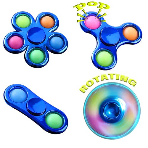 3 Pcs Fidget Popper Spinner Toys,Pop Bubble Fidget Spinners,Stress Relief Toy Pack for Adults & Kids with ADD,ADHD or Autism,Party Favor Sensory Fidget Bulk Pack Toys,Popper Fidget Toy(blue3)