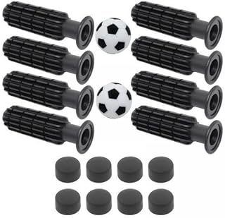 2X 8 Pieces Foosball Game Handle Replacement Handles Accessories Parts Table Football with 8 End Plugs with 2 Small Soccer Balls