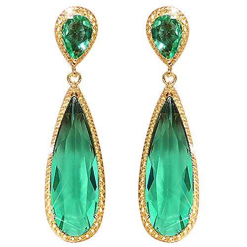 Image of Peora Crystal Studded Gold Plated Dangle Earrings Fashion Wear Stylish Jewellery Gift for Girls & Women