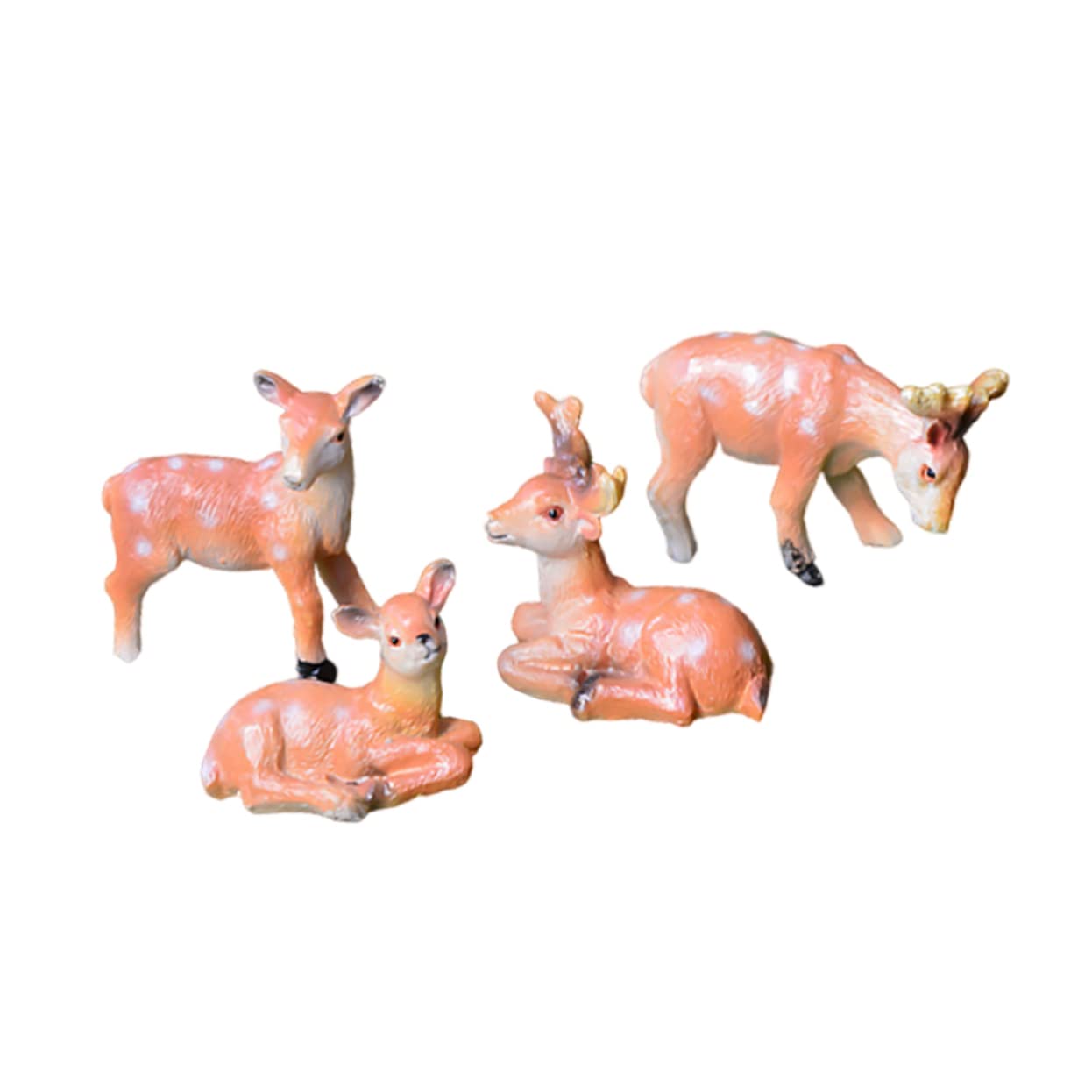 VANZACK 3 Sätze Teiliges REH Figuren Resin Für Landschaftsdeko Süßes Tier Ornament Für Wohnzimmer Schlafzimmer Und Wohnraumgestaltung Als Für Familie Und Freunde 4 Stücke * 3