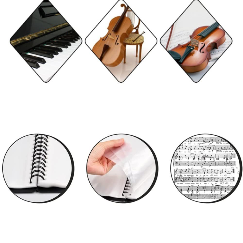 Raccoglitore per file musicali, formato A4, formato A4, per documenti, 50 páginas/100 tasche, per spartiti, pianoforte, chitarra, violino