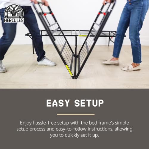Image of Hercules Folding Metal Bed Frame, 14 Inch Platform Mattress Foundation, Twin