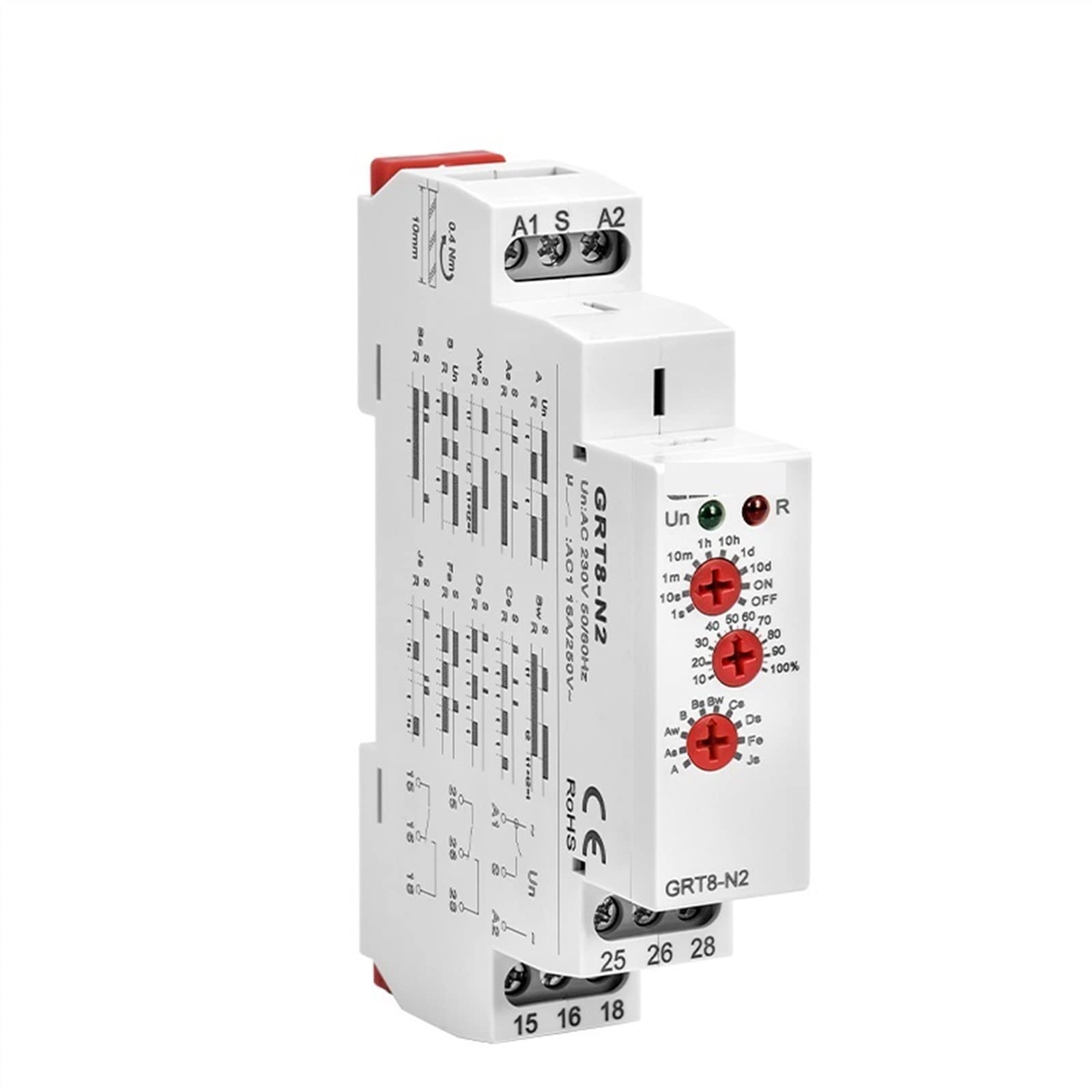 GRT8-N Relè temporizzato multifunzione esteso con 10 funzioni AC DC 12V 24V 220V 230V temporizzatore ritardato 16A 1 pz(GRT8-N2 AC230V)