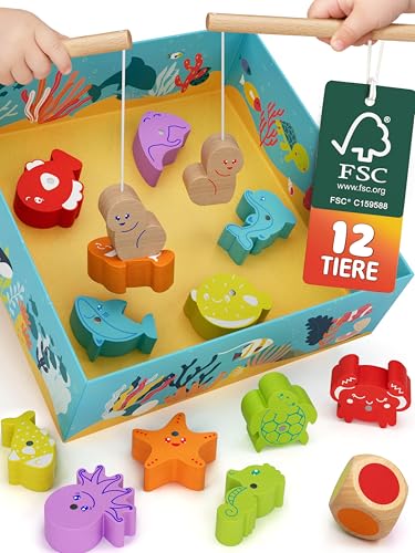 Merle Toys® Magnetisches Angelspiel ab 2 Jahre, 100% FSC...