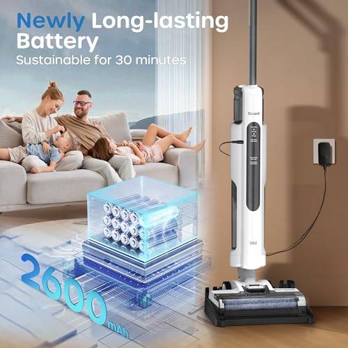 Image of ECOWELL Wet Dry Vacuum Cordless Vacuum Mop Wash All in One, Self-Cleaning 0.1'' Dual-Sided Edge Cleaning, 8.2 lbs Lightweight Vacuum and Mop Combo for Hard Floors & Carpet, WCVP03