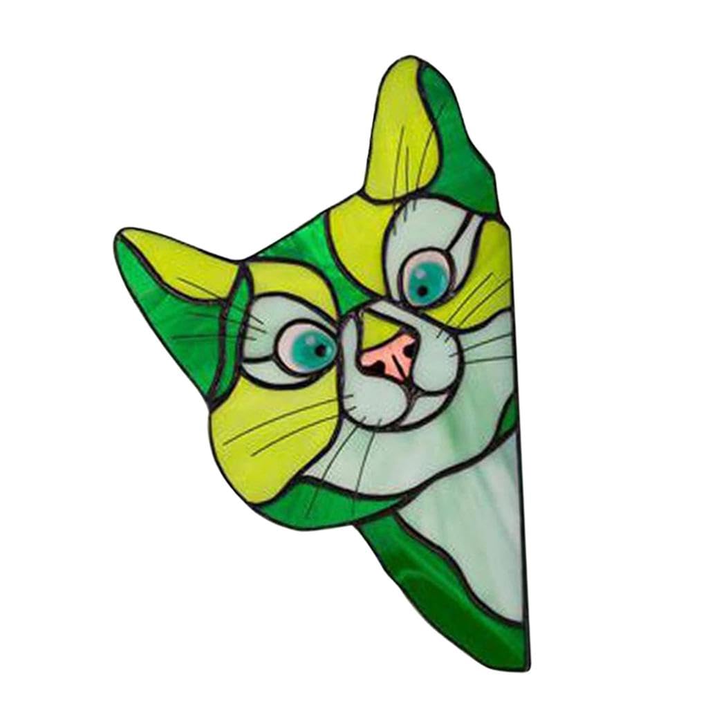 Peeking Cat Stained Glass Suncatcher Lover Gift Stained Glass Window Hanging Green Suncatchers & Mobiles Home Décor Home & Garden-image-30