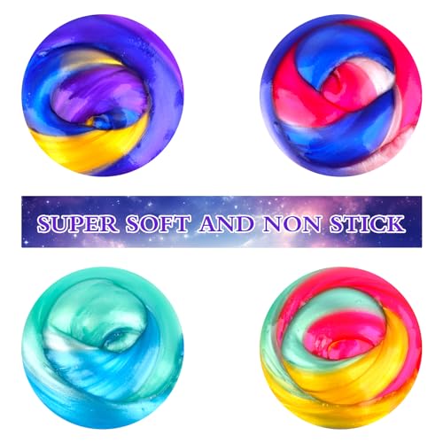 Image of 64 Pack Mini Bulk Galaxy Slime Kit Party Favors, Stretchy, Stress Relief, and Safe for Girls and Boys Classroom Reward, Easter Party Supplies,End of Year Student Gifts