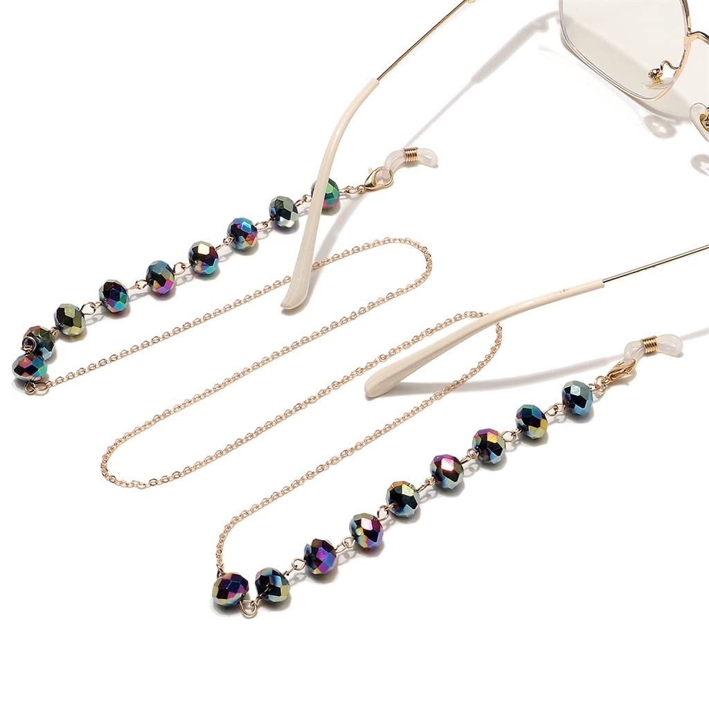 Fünffarbige runde Kristallbrille Kettenbrille Seil Lanyard Brillenzubehör (D Talla ?nica)