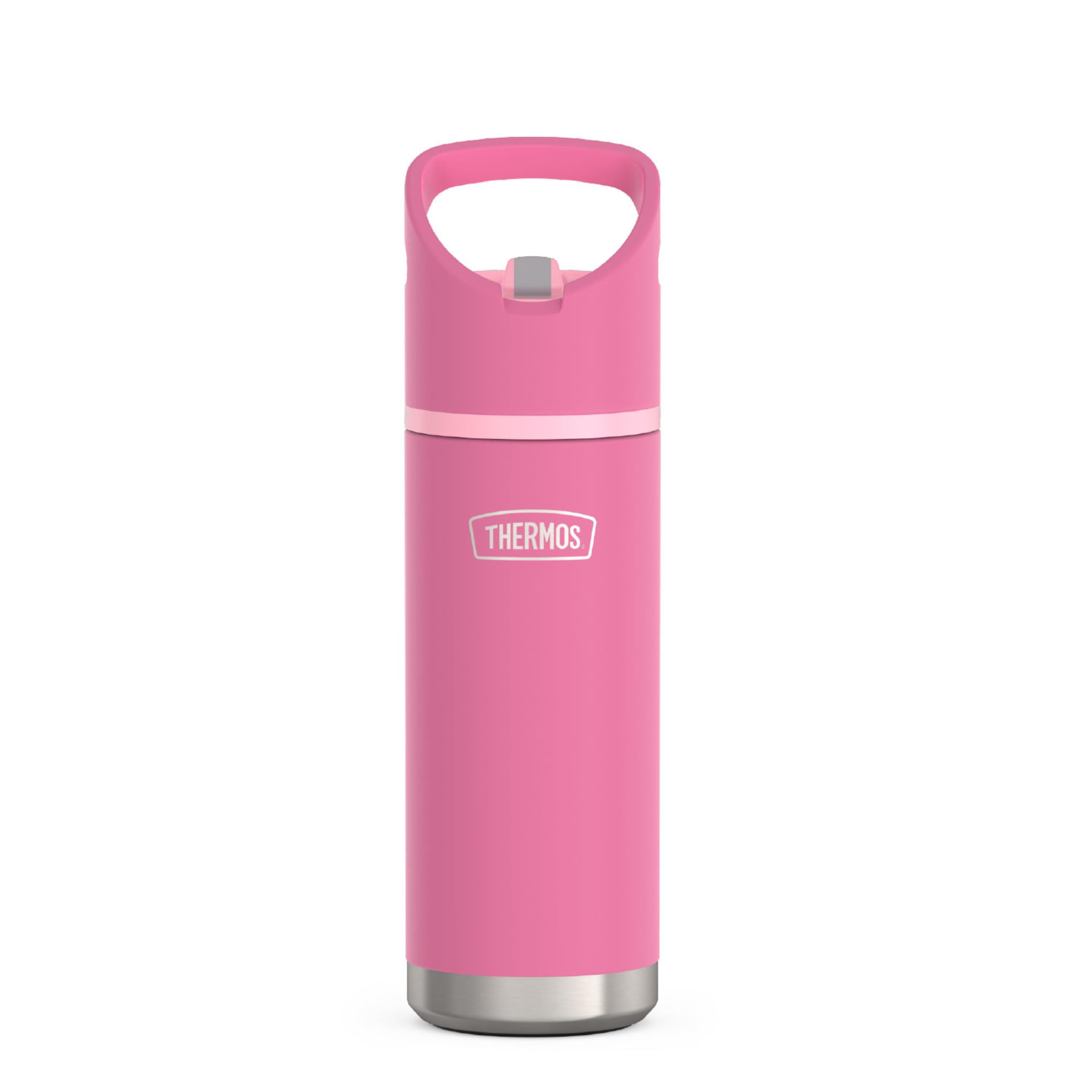Thermos, Stainless Steel Water Bottle with Flip Straw, 20 Ounces, Pink