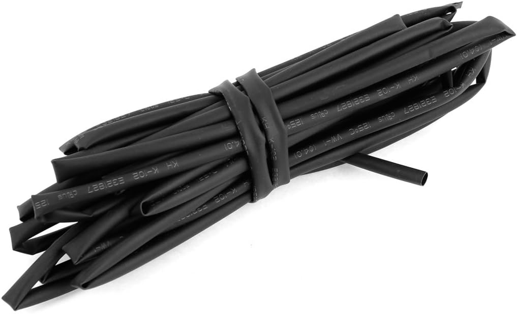 Sourcingmap Rate 2:1 Black Polyolefin 4mm Dia Heat Shrink Shrinkable Tube 5M