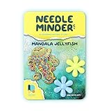 Awesome Pattern Studio Needle Minder Set - Mandala Jellyfish Magnetic Needle Minder + 2 Needle Threaders. Enamel Pin for Cross Stitch, Embroidery and Craft