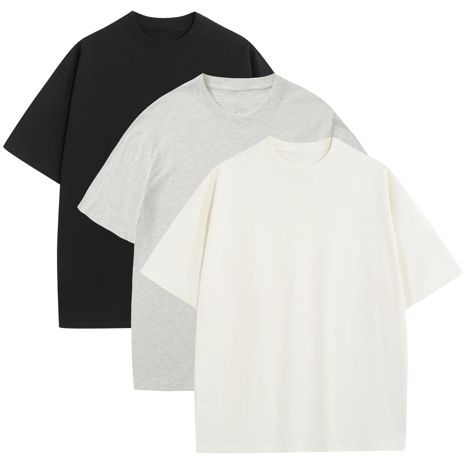 Men's Oversized T-Shirts Heavyweight Cotton Tee Crew Neck Short Sleeve T Shirts Loose Fit Basic Essential Soft Classic Tees