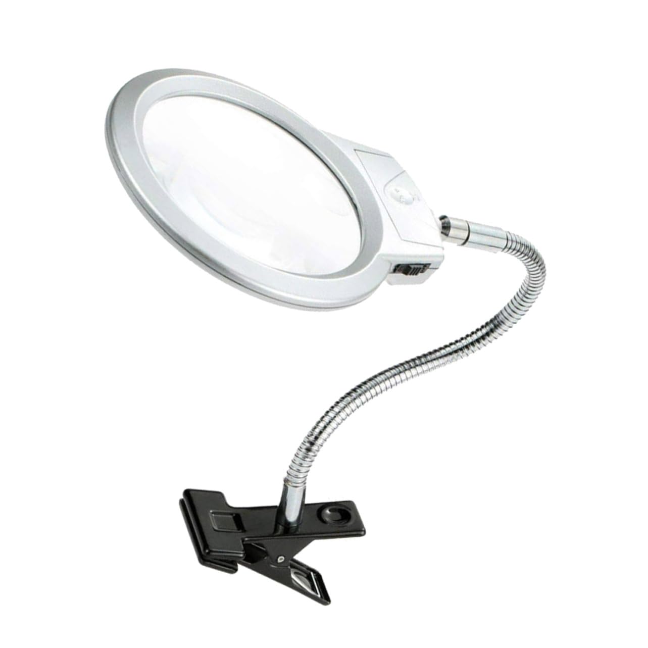 LED Lupe mit flexiblem Metall Schwanenhals und Clip dimmbares Licht zum Lesen für Schreibtisch batteriebetriebene Lupe Lampe zum Basteln und Reparieren im Büro und Zuhause