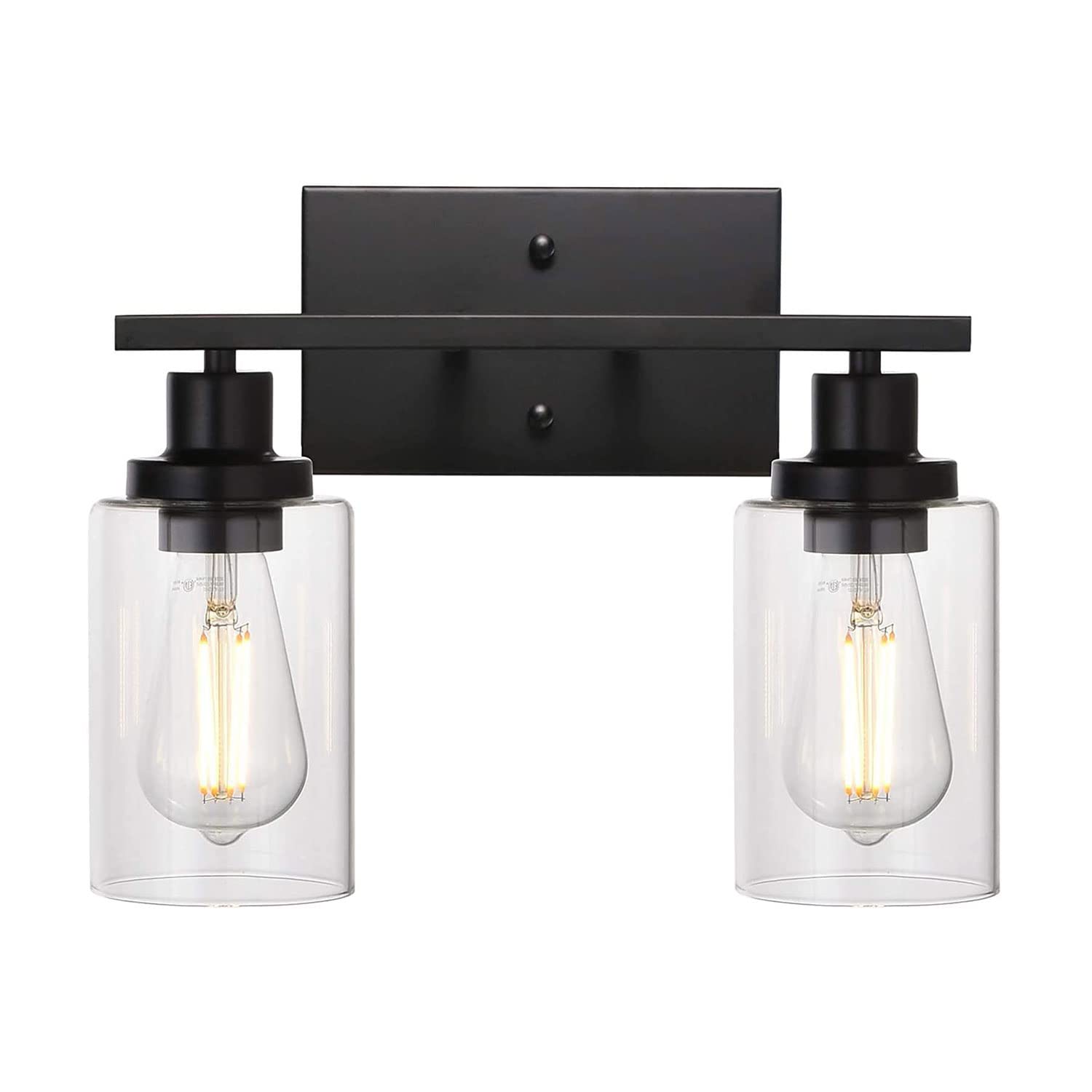 Jadssox Lampe de Miroir de courtoisie rétro luminaire de Salle de Bain en Verre, Lampes Avant Miroir Noir Industriel au-Dessus du Miroir, éclairage d'image et d'affichage, Lampes murales de vanité de