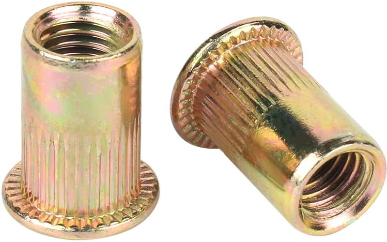 100/165PCS Box Rivet Nuts Carbon Steel M3 M4 M5 M6 M8 M10 M12 Flat Head Rivet Nuts Set Hardware Multi Sizes Insert Rivet Nuts - (Color: 165PCS)