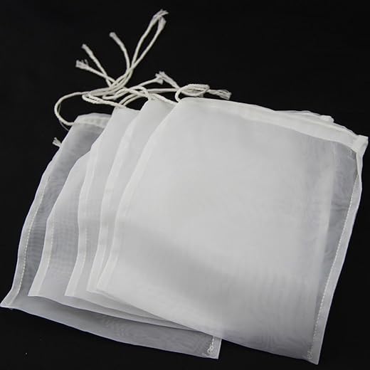 5 Pcs White Nylon Straining Bag - Fine Mesh - Homebrew Beer Wine Cider Dry Hop Beer Brewing Filters and Straining Home Brewing and Wine Making(6 x 7.8 inch(Width x Height)）