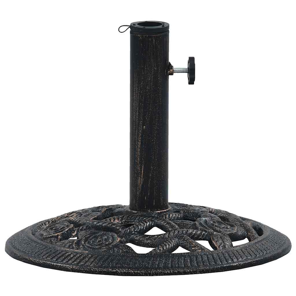 Portaombrellone Nero Bronzo 9 kg 40 cm | Base in Ghisa, Adattatore per Aste 35, 38, 48 mm, Motivo Floreale