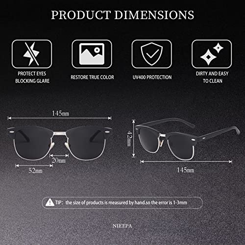 Image of Classic Semi Rimless Polarized Sunglasses for Men Women Half Frame Retro Driving Sun Glasses NP1006