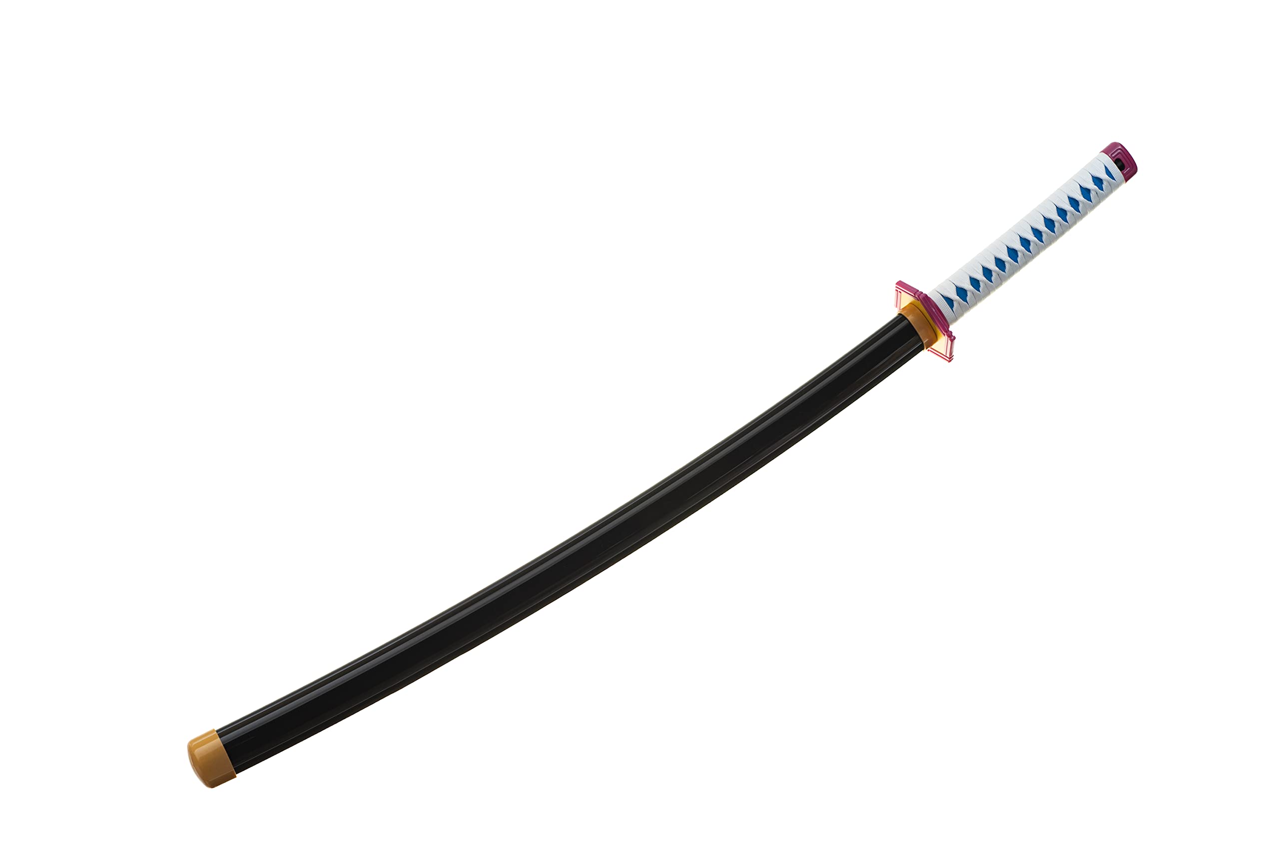 Demon Sword Katana Holz (Tomioka Giyuu) Set mit Gürtel und Ständer 102 cm Blau-schwarzes Bambus-Samuraischwert (stumpf) – Anime-Cosplay-Kostümwaffe