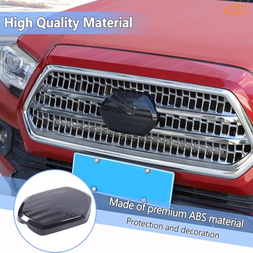 Image of Aunginsy Front Emblem Trim Cover Compatible with Toyota Tacoma 2016-2023, Front Hood Center Grille Emblem Badge Logo Cover Circle Ring Decorator Overlay ABS Accessories, Not Fit with Sensors Version