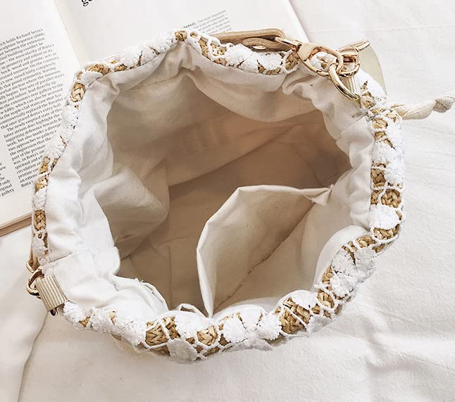 Straw Bag Beach Bag Small Tote Bag Shoulder Bag Flower Lace