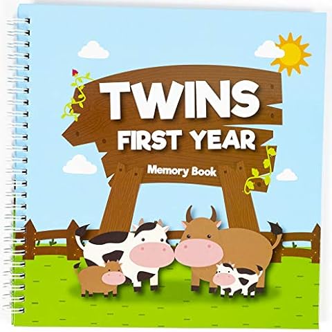 Great Newborn Twins by Unconditional Rosie | A Beautiful Baby Memory Book for Documenting their First Year | Gorgeous and Perfect Baby Twin Gifts - Cows Edition | Twins Baby Items that You'll Love Cover