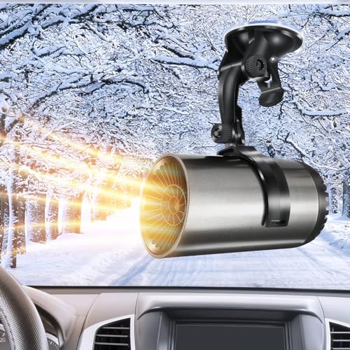 Car Heater, 2 in1 Portable Windshield Defogger and Defroster 12V 150W Plug in Fast Car Heater 360°Degree Defroster with Rotatable Suction Holder (D)