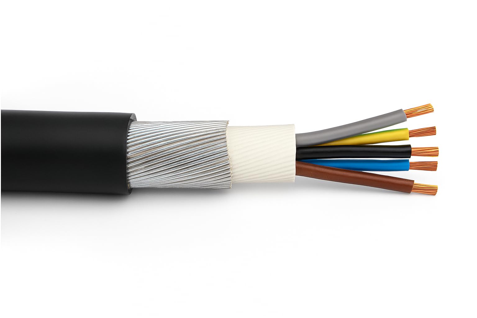 5 Core PVC SWA Armoured Cable 4.0mm² – BASEC Approved to BS5467 – Coloured Cores – Various Lengths – Heavy Duty Electric Power Cable (20 Metres)