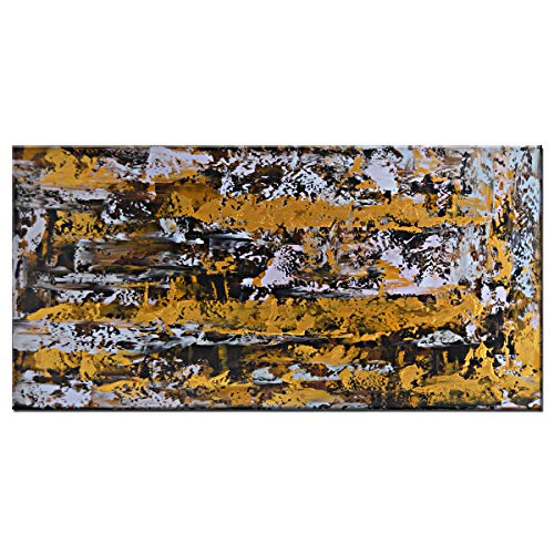 Hand painted Gold Abstract Canvas Art Framed Artwork Modern Oil Painting Wall Decor for Home Office Decoration