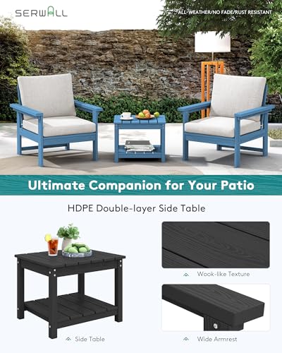Image of SERWALL HDPE Patio Conversation Set with Side Table